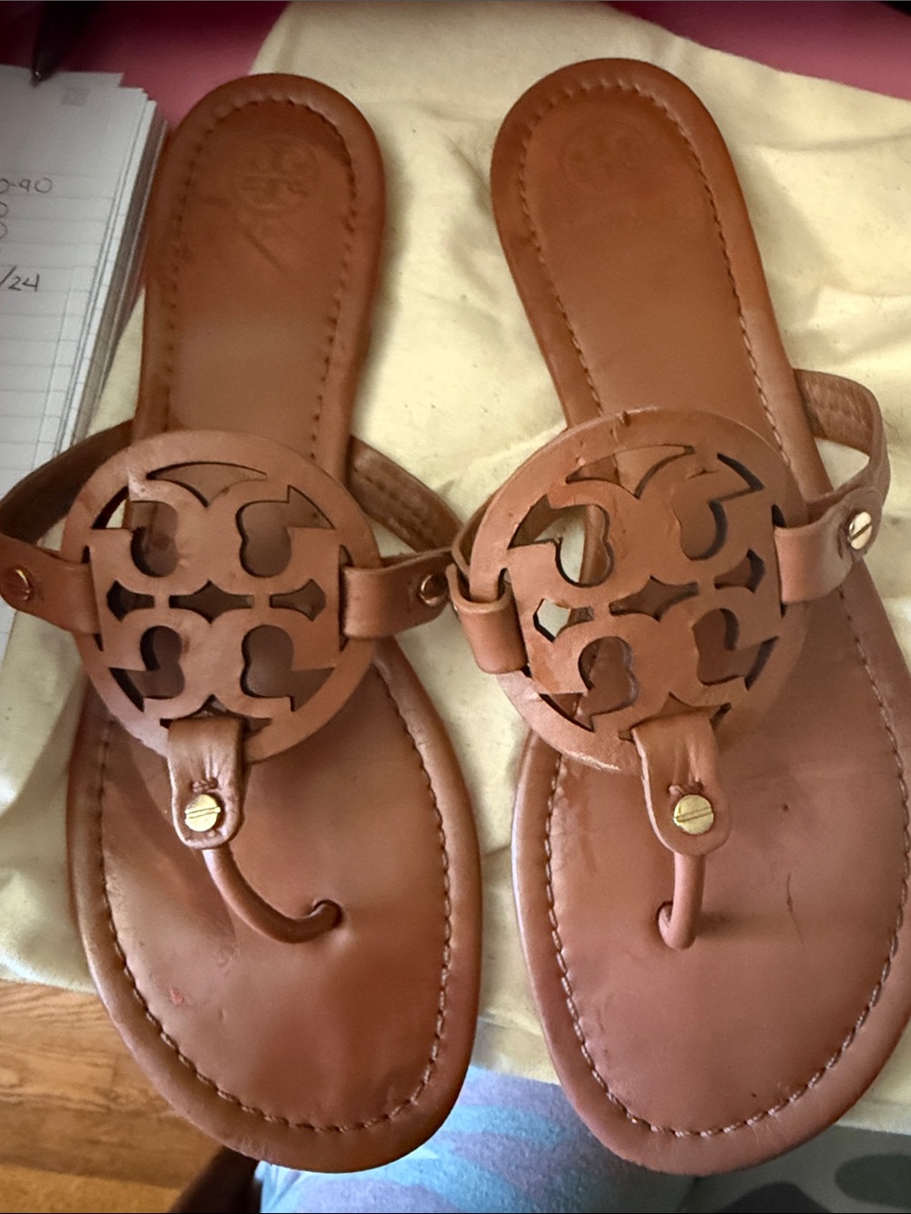 Tory Burch Vintage Vachetta Miller Calf Leather Sandals - Neutral Tan
